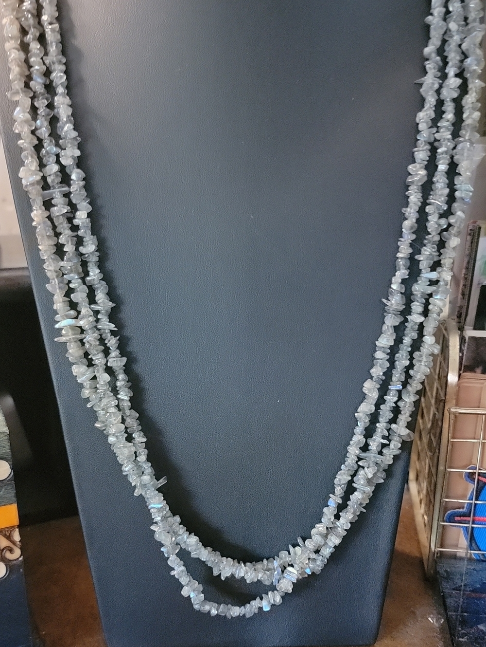 JTV Multi-Strand Labradorite Chip Necklace in Light Gray